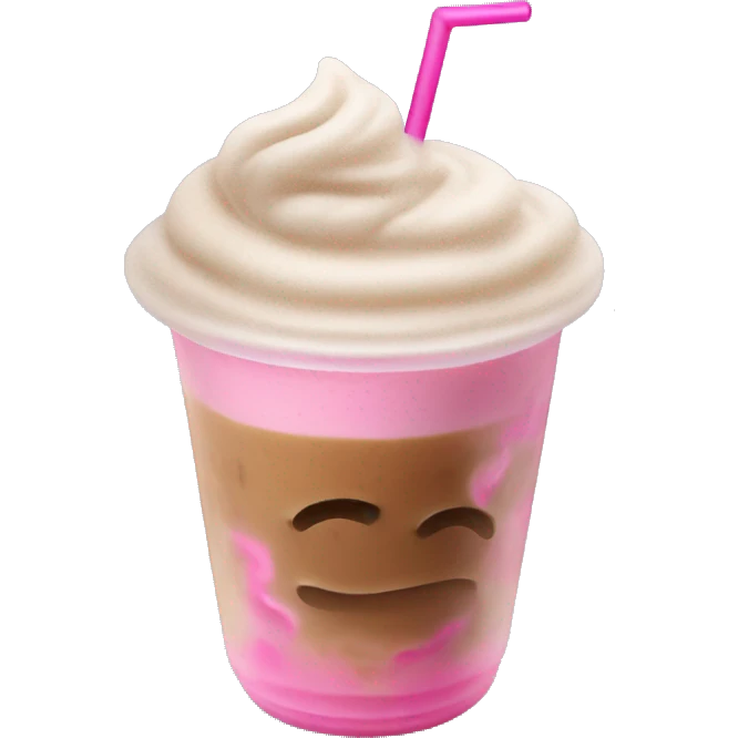 Iced coffee with cold foam and pink accents  emoji