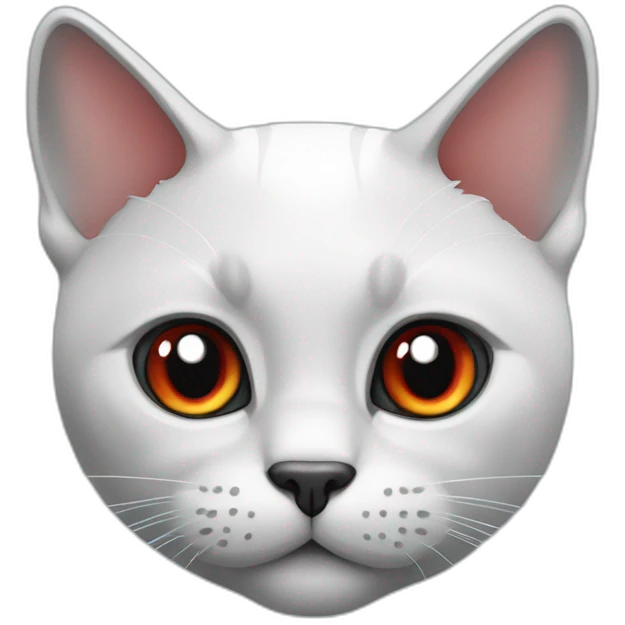 British cat white and gray with red nose and dark gray ears, with blue eyes emoji