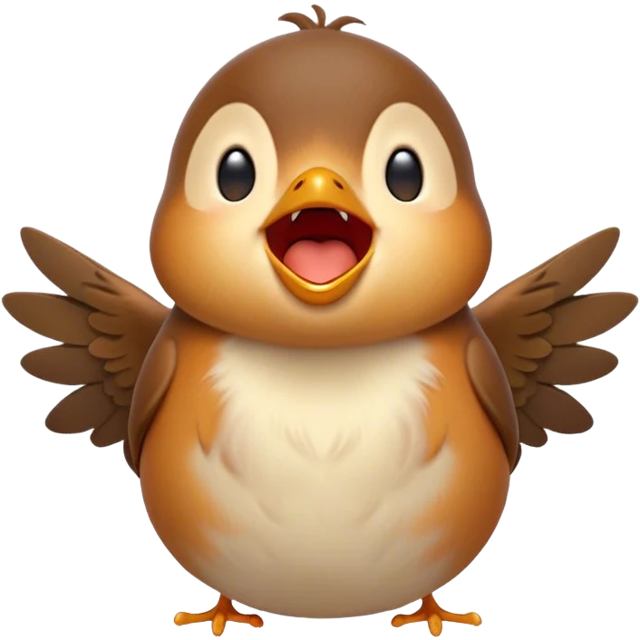 Cinematic Cute Yawning Robin Portrait Emoji, Head tilted slightly with a dramatic, wide-open yawn, showcasing a small, softly feathered body with gently drooping wings and sleepy, half-closed eyes, Simplified yet irresistibly adorable features, highly detailed, glowing with a soft, cozy glow, high shine, relaxed yet expressive, stylized with a dash of whimsical woodland charm, soft glowing outline, capturing the essence of a drowsy yet affectionate robin that appears ready to stretch out for a nap! emoji