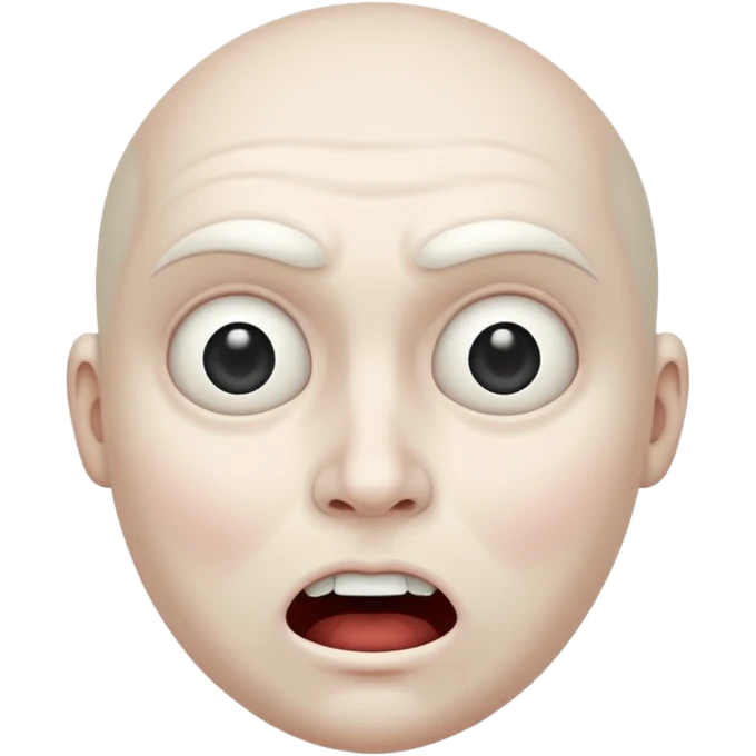 shapeless white face with strange proportions crazy crazy emotion emoji
