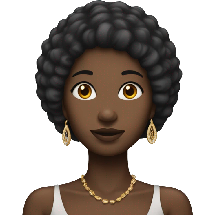Black girl with straight hair and earrings and tub top emoji