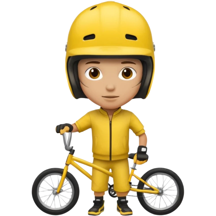BMX rider yellow man with helmets emoji