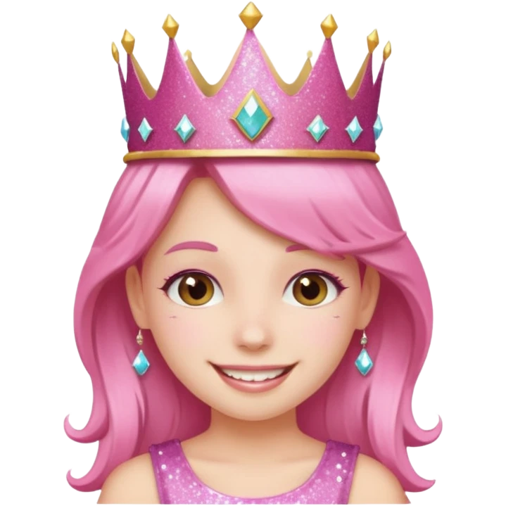 pink girl glitter crown emoji