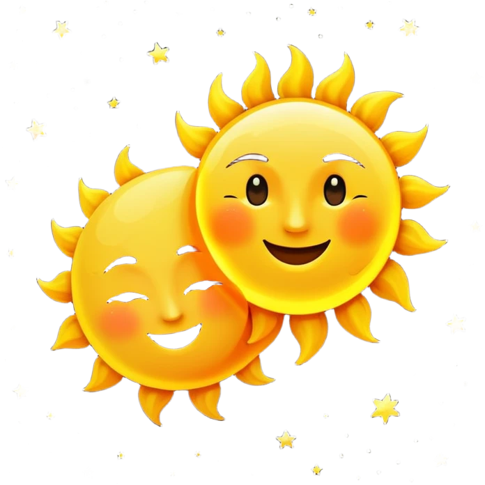 Moon and sun dancing in a dark nighty background  emoji