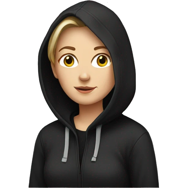 white woman in black hoodie emoji