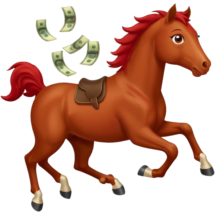 red horse agressive running happiness money emoji