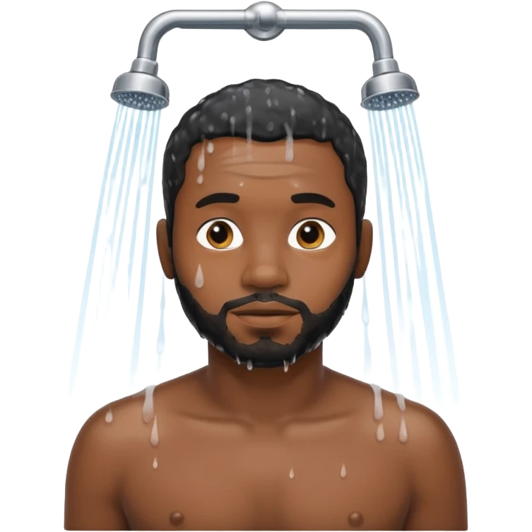 Black man in shower with black man emoji