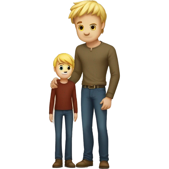 incredibly tall giant holds small blond man emoji