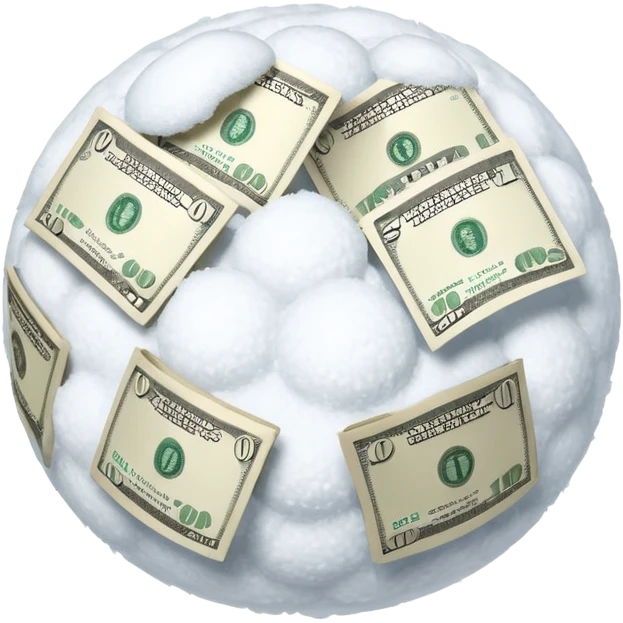 Snow ball with dollar bills  emoji