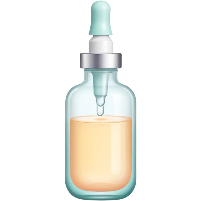 Facial serum dropper bottle, minimalist, rounded, soft pastel colors, SOS skin care emoji