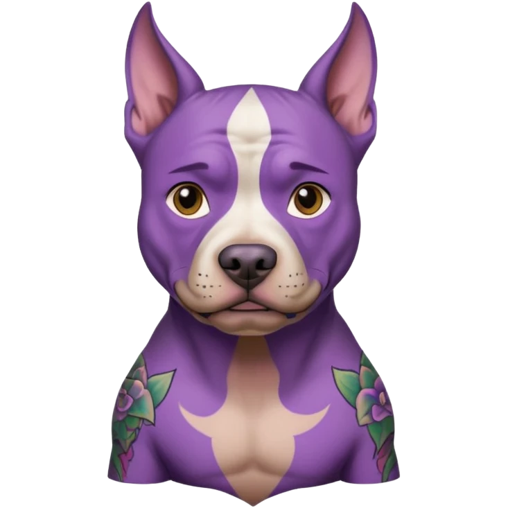 very tattoed face pitbull dog with purple spiky hair emoji