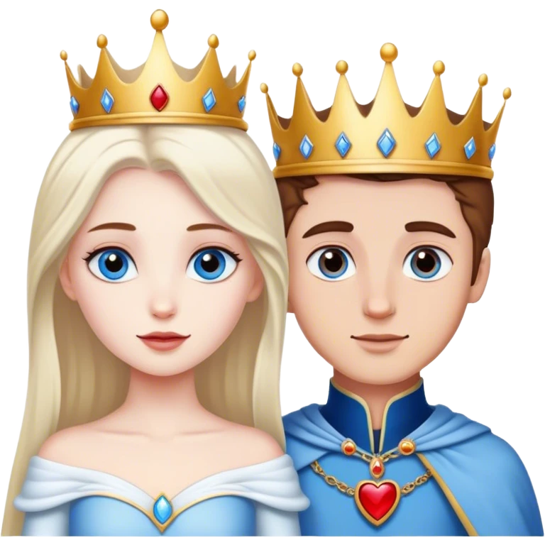 White brown eyes princess and white bleu eyes prince love emoji