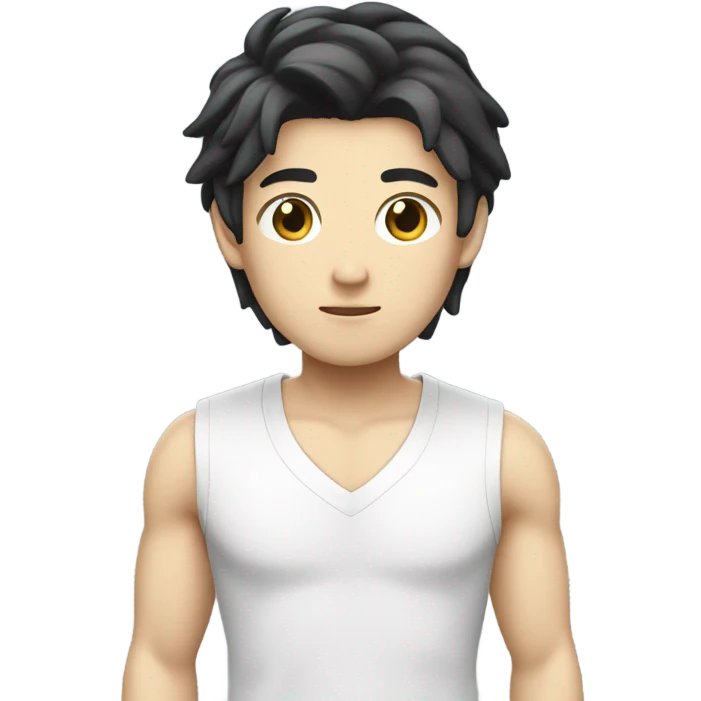 man from japan, white skin, black hair, casual shirt emoji