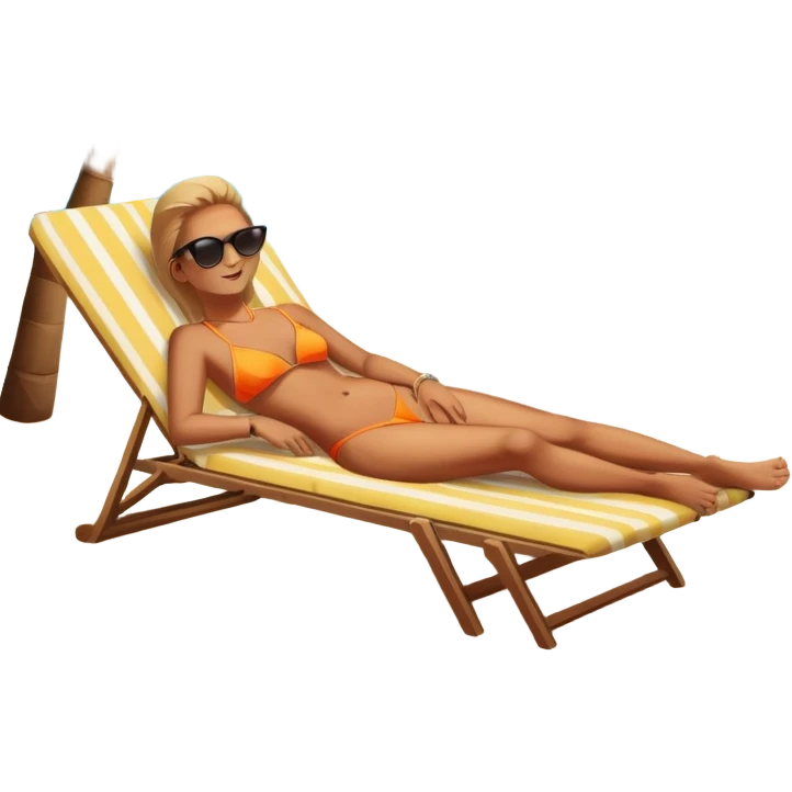 sunbather with palm trees and sun, Miami beach vibe emoji