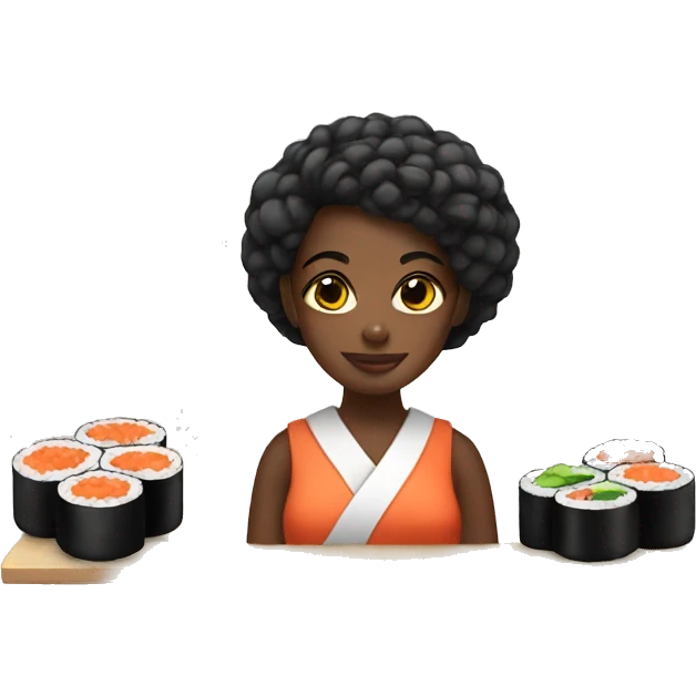 Black Girl with sushi emoji