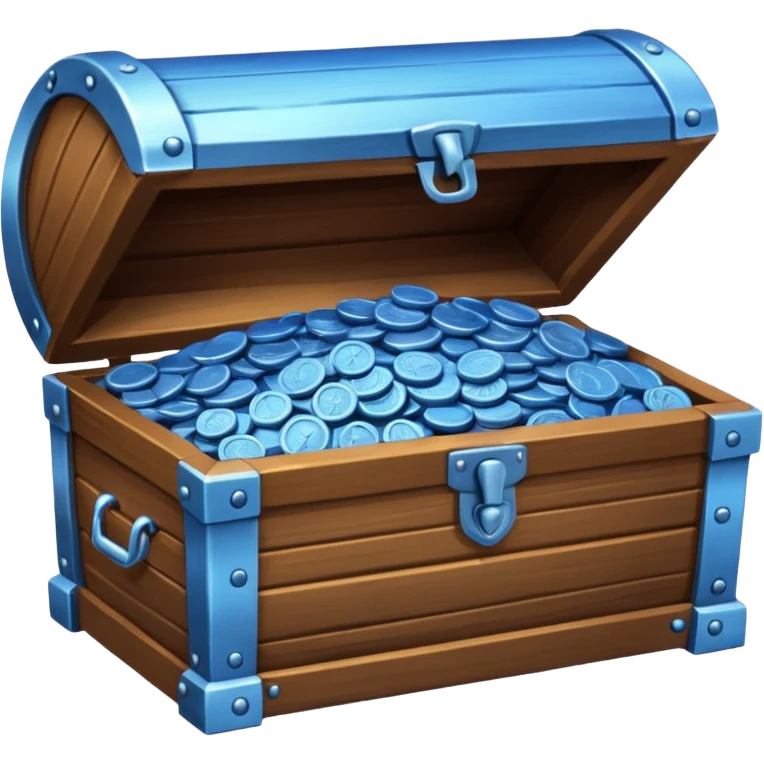 wood chest of blue coins emoji