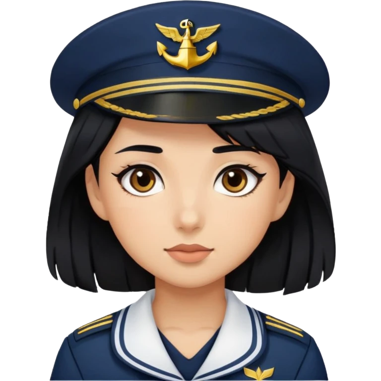 Girl sailor black hair navy with eyes dark brown emoji