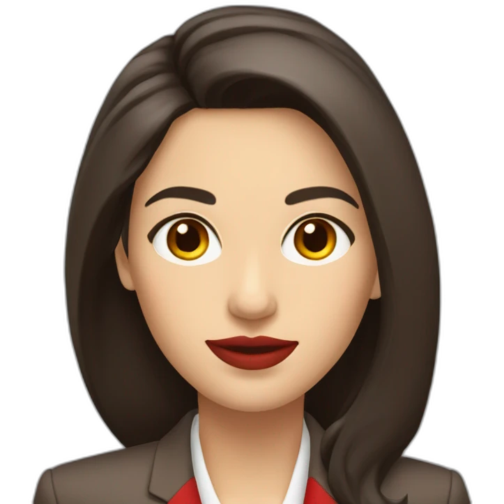 Attractive business woman with long dark brown hair, brown eyes, full lips, wearing a red blazer emoji