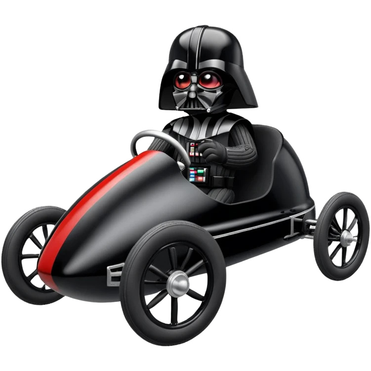 Baby Darth Vader’s plush and refined streamlined two cylinder racing cyclekart with advanced rugged suspension and steering  emoji
