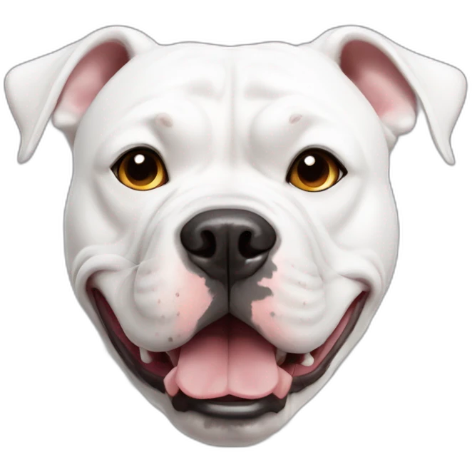 all white american bulldog dog with cropped ears emoji