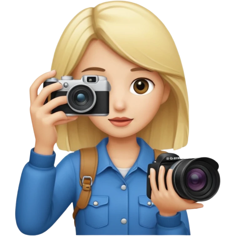 blonde girl photographer cartoon taking picture emoji