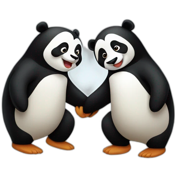 pinguin-and-panda-holding-hands emoji