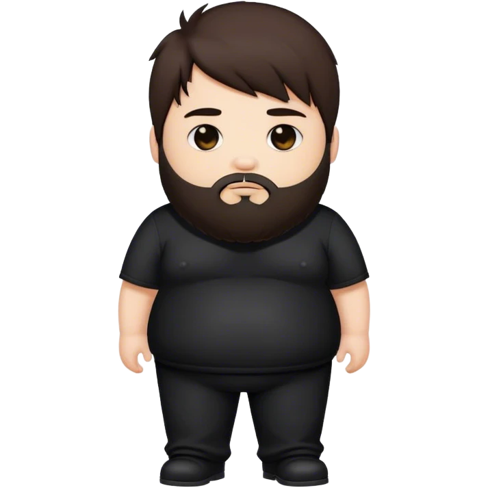 fat emo guy with dark brown hair beard emo outfit standing  emoji