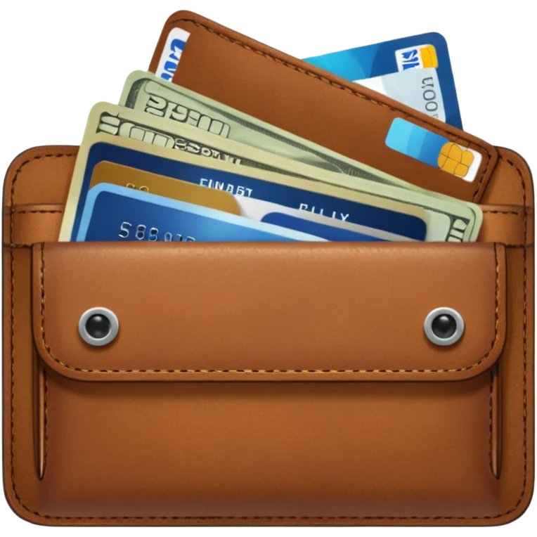 portefeuille marron avec pleins de billet et carte bancaire emoji