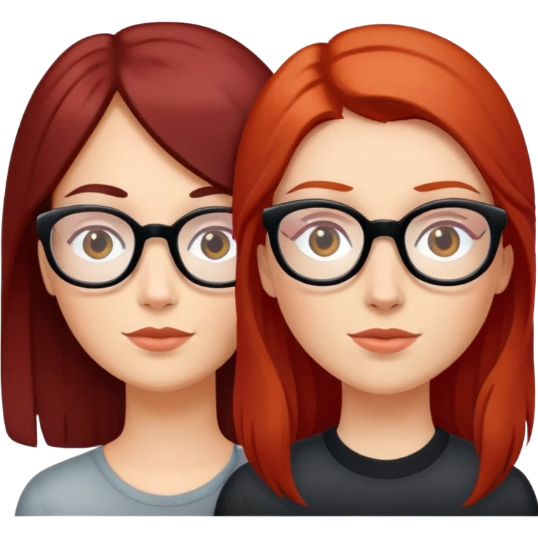 Skinny pop popcorn is a large, dark haired girl Caucasian, no glasses standing next to Caucasian, red haired girl with glasses emoji