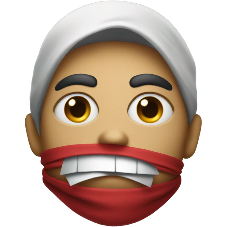 Evil look emoji with a red bandana around his mouth  emoji
