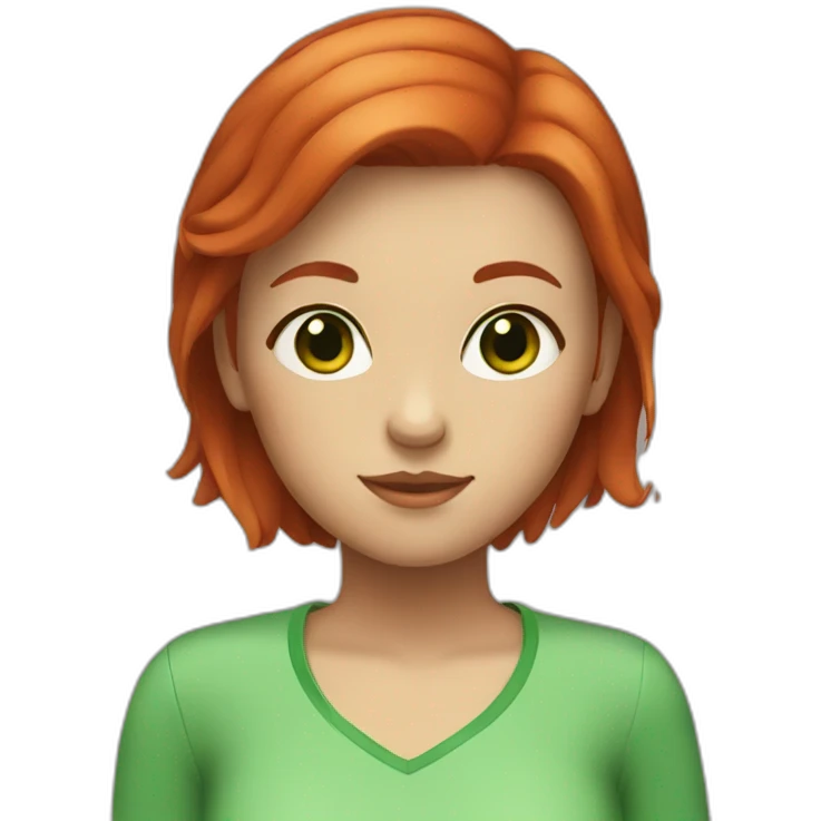 girl with short red hair and green eyes emoji