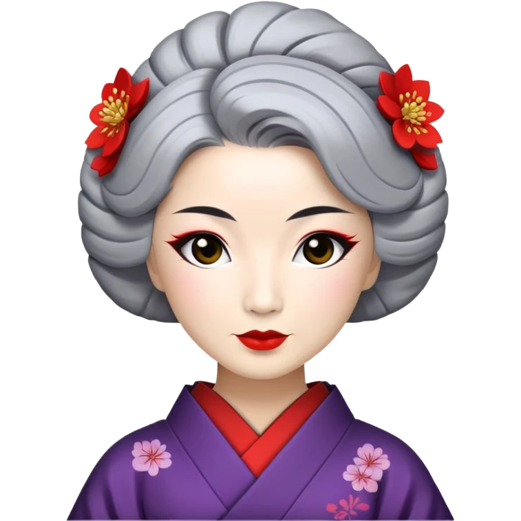 Geisha in her 40s with gray hair emoji