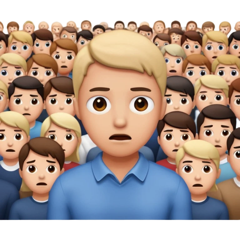 a FRONT PERSON FEELING FEAR, with the audience BEHIND HIM emoji