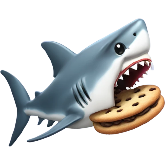 shark eating a cookie emoji