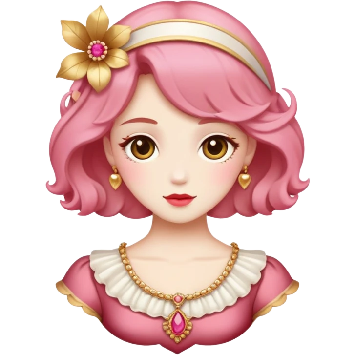 Reddish-pinkish and gold and white romantic vintage aesthetic emoji