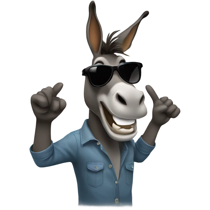 Donkey flipping off with both hands wearing sunglasses  emoji