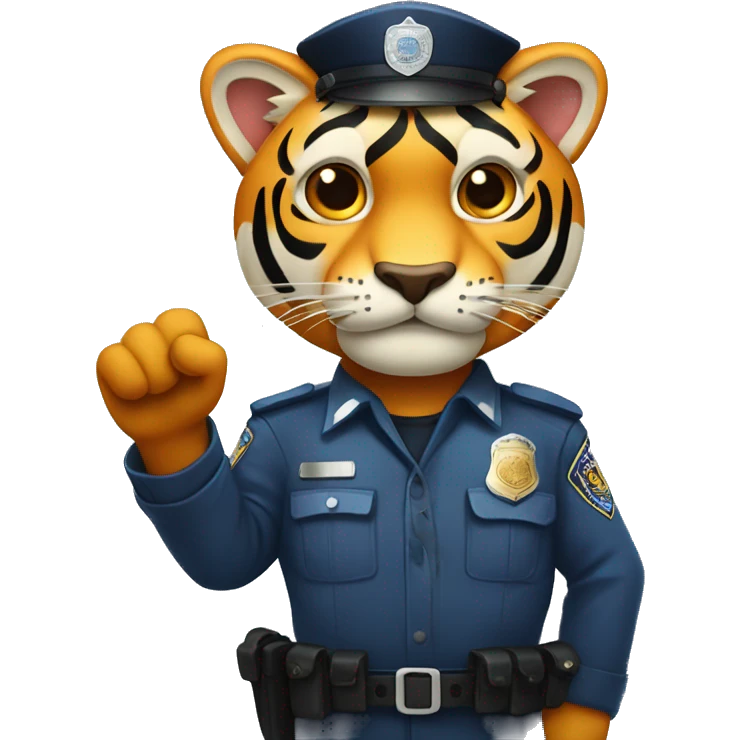 police tiger holding up hand to sto emoji