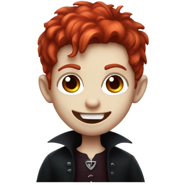 vampire boy with red hair, fangs and fair skin emoji