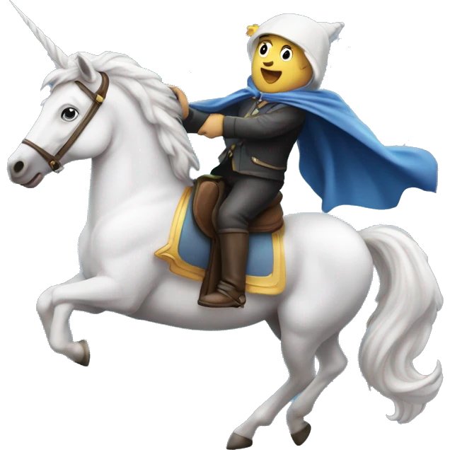 un mago montando un unicornio volador emoji