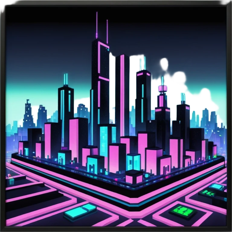 Minecraft sex in futuristic nein lights cyberpunk city emoji