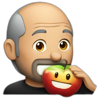 steve jobs eating an applelogo from a macbook emoji