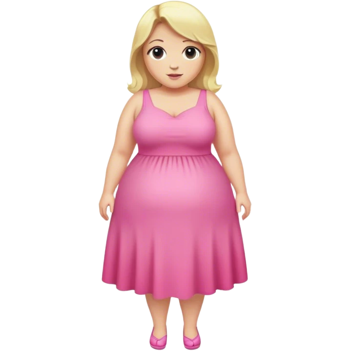 fat blonde woman with pink dress whole body emoji