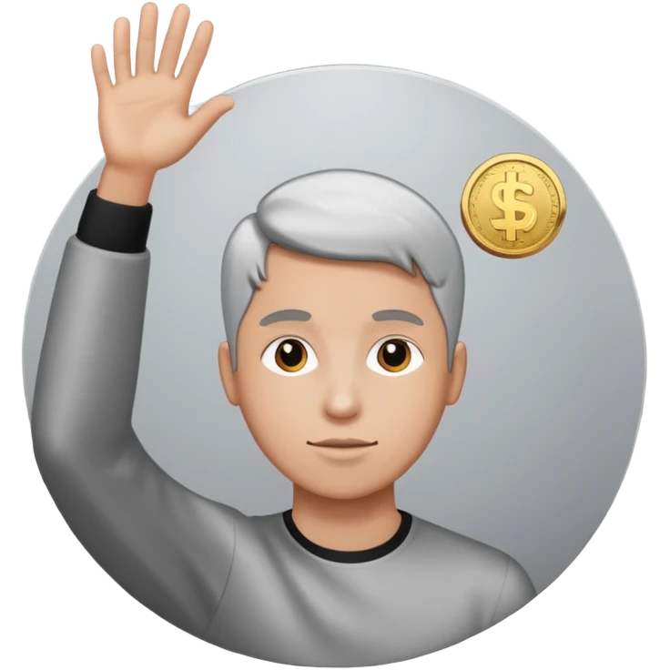 Coin flipped in the air, character already turning away emoji