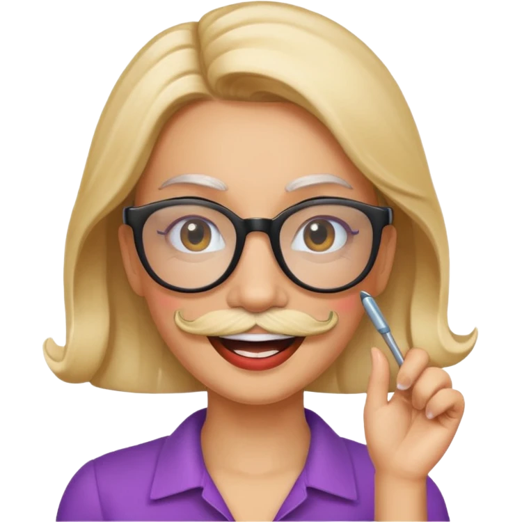 woman with joke glasses mustache emoji