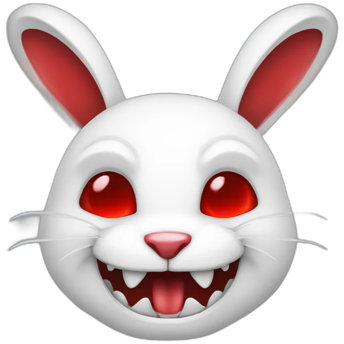 evil white rabbit with sharp fangs with red around mouth emoji