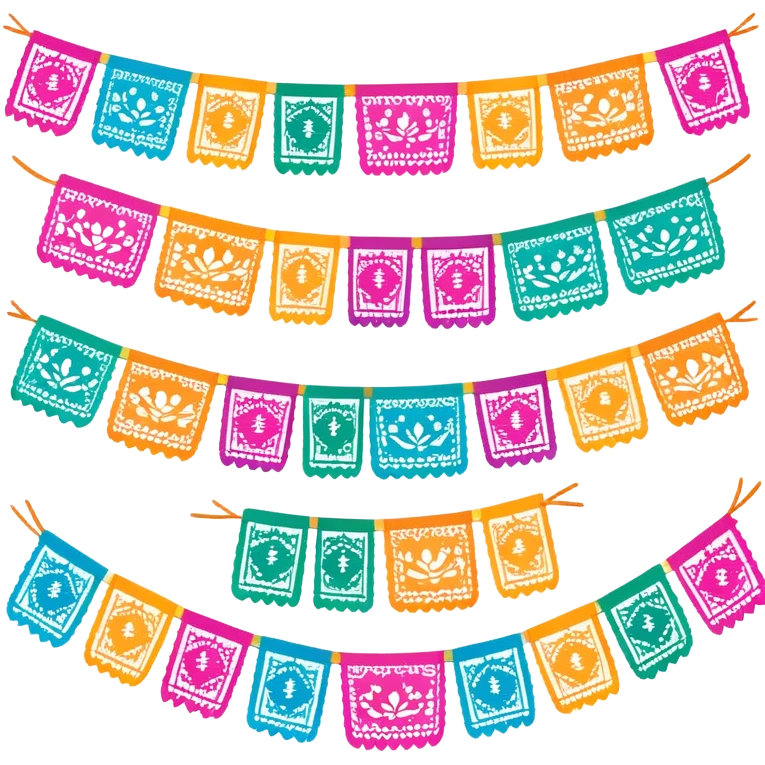 festive one garland of colorful mexican papel picado emoji