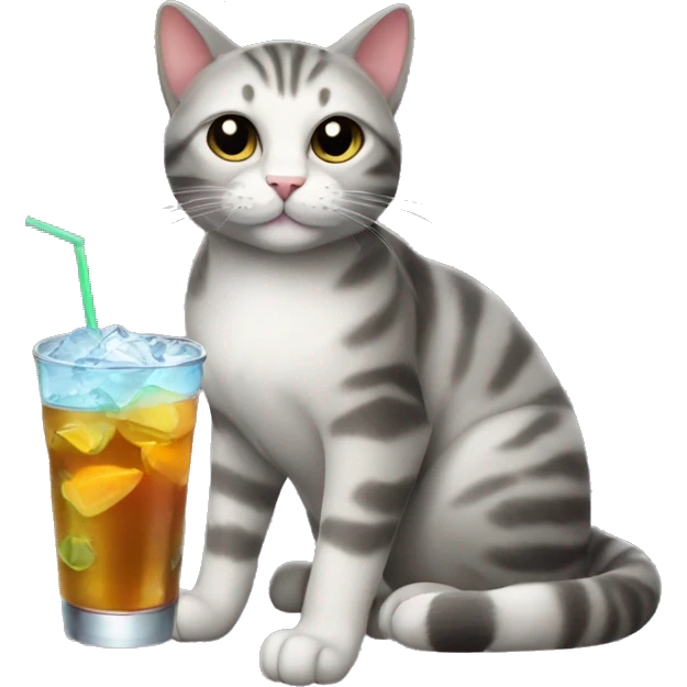 Cat with drink emoji