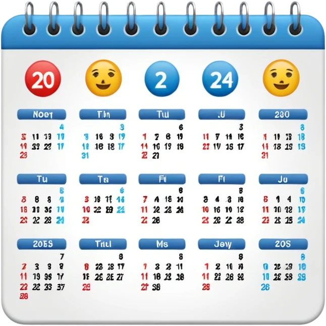 ios emoji style calendar featuring just the year 2024 in bold, minimal design emoji