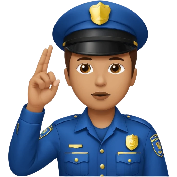 police officer facing forward blowing a whistle holding one hand up in a stop gesture emoji