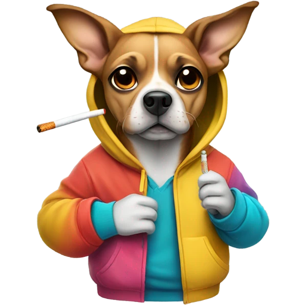 Dog in a hoodie smoking a cigarette emoji